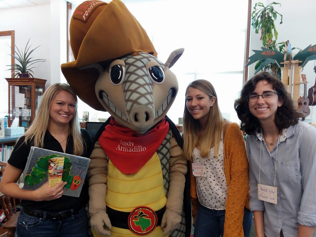 Andy Armadillo visited the library